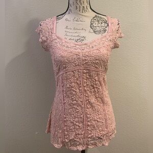 Apt. 9 Pink Lace Cap Sleeve Blouse